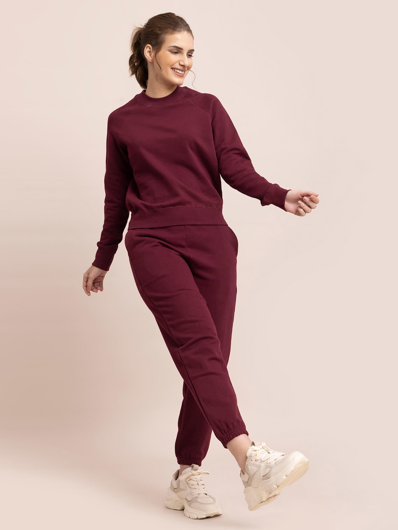 Cotton Roundneck Sweatshirt - Maroon
