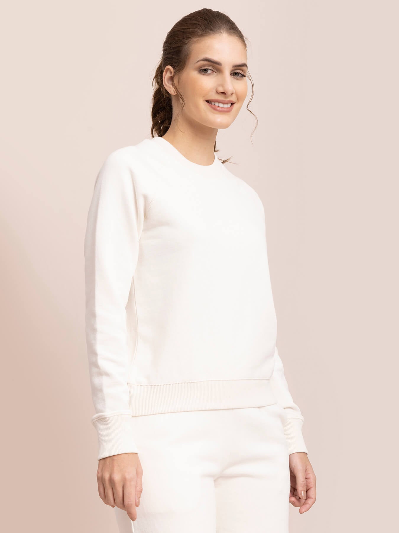 Cotton Roundneck Sweatshirt - Off White