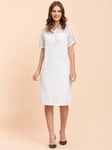 Lace Detail Shift Dress - White
