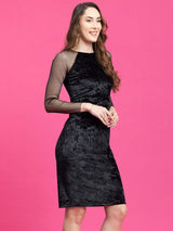 Velvet Shift Dress -  Black