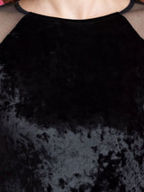 Velvet Shift Dress -  Black