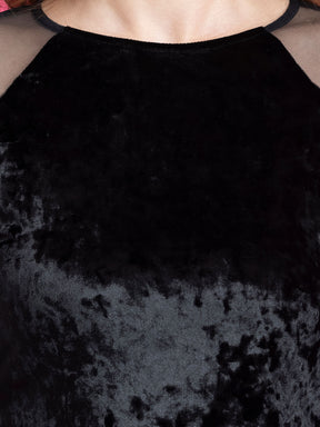 Velvet Shift Dress -  Black