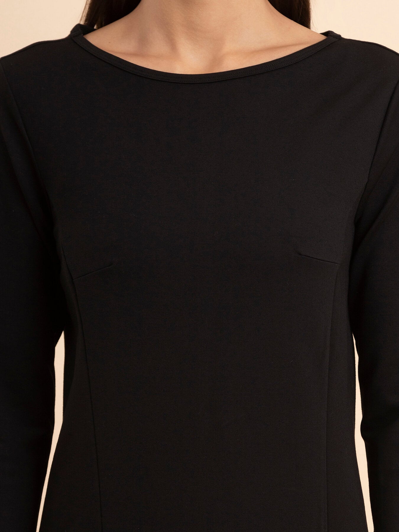 LivIn A-Line Boat Neck Dress - Black