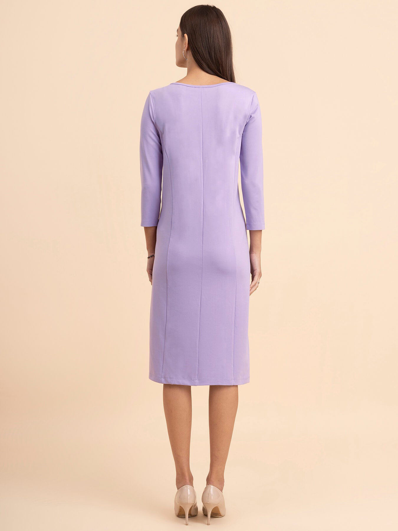 LivIn A-Line Boat Neck Dress - Lilac
