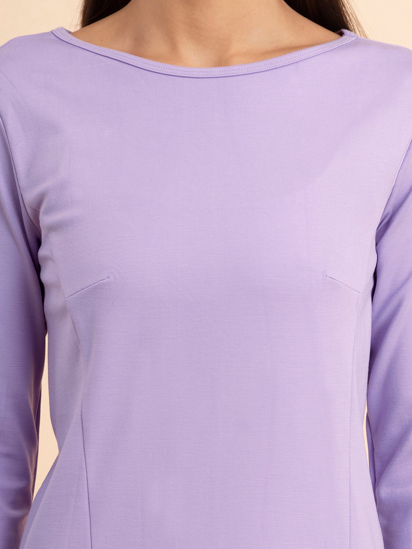 LivIn A-Line Boat Neck Dress - Lilac