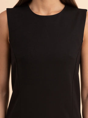 LivIn A-Line Round Neck Dress - Black