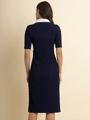 LivIn Contrast Collar Dress - Navy And White