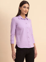 LivIn Button Down Cotton Knit Shirt - Lilac| Formal Shirts