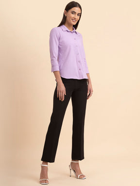 LivIn Button Down Cotton Knit Shirt - Lilac| Formal Shirts