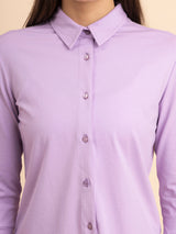 LivIn Button Down Cotton Knit Shirt - Lilac| Formal Shirts