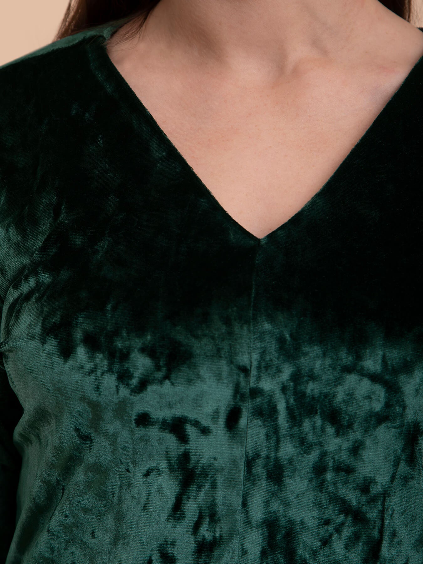 Velvet V-Neck Top - Emerald Green