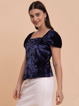 Velvet Two-Way Top - Blue