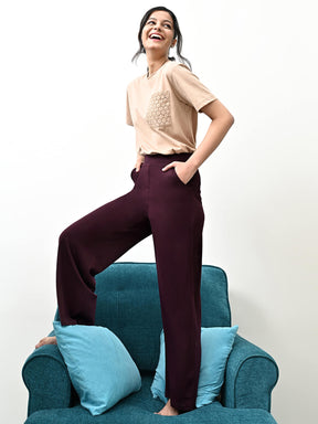 LivIn Air Wide Leg Pants - Maroon