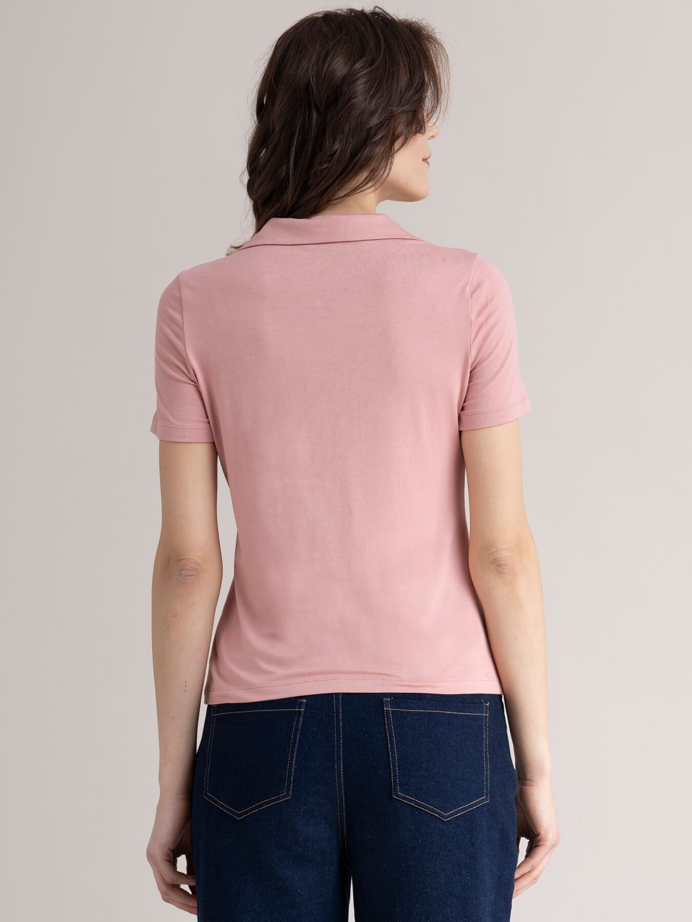 4 Way Stretch Collared LivIn Tee - Pink