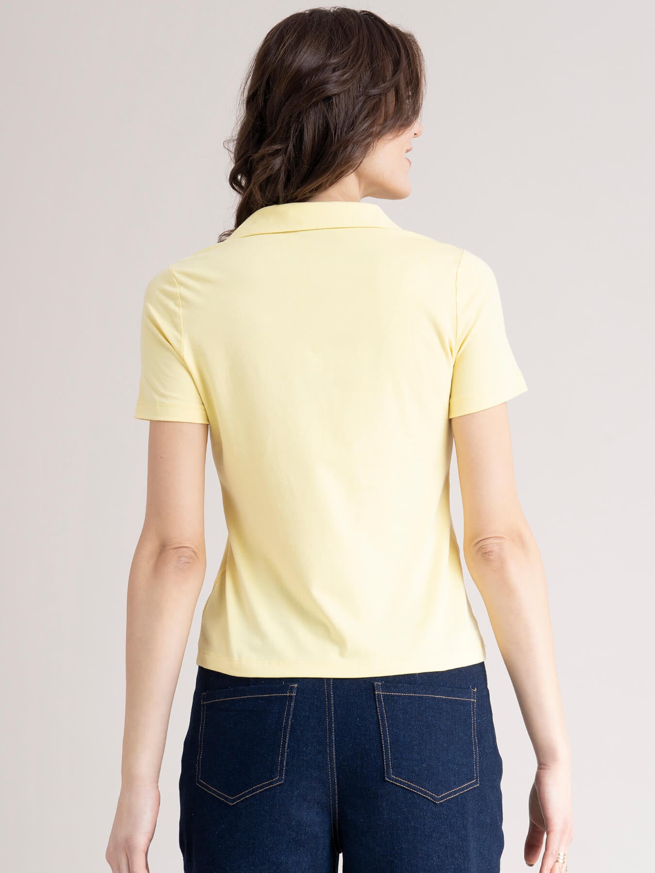 4 Way Stretch Collared LivIn Tee - Yellow