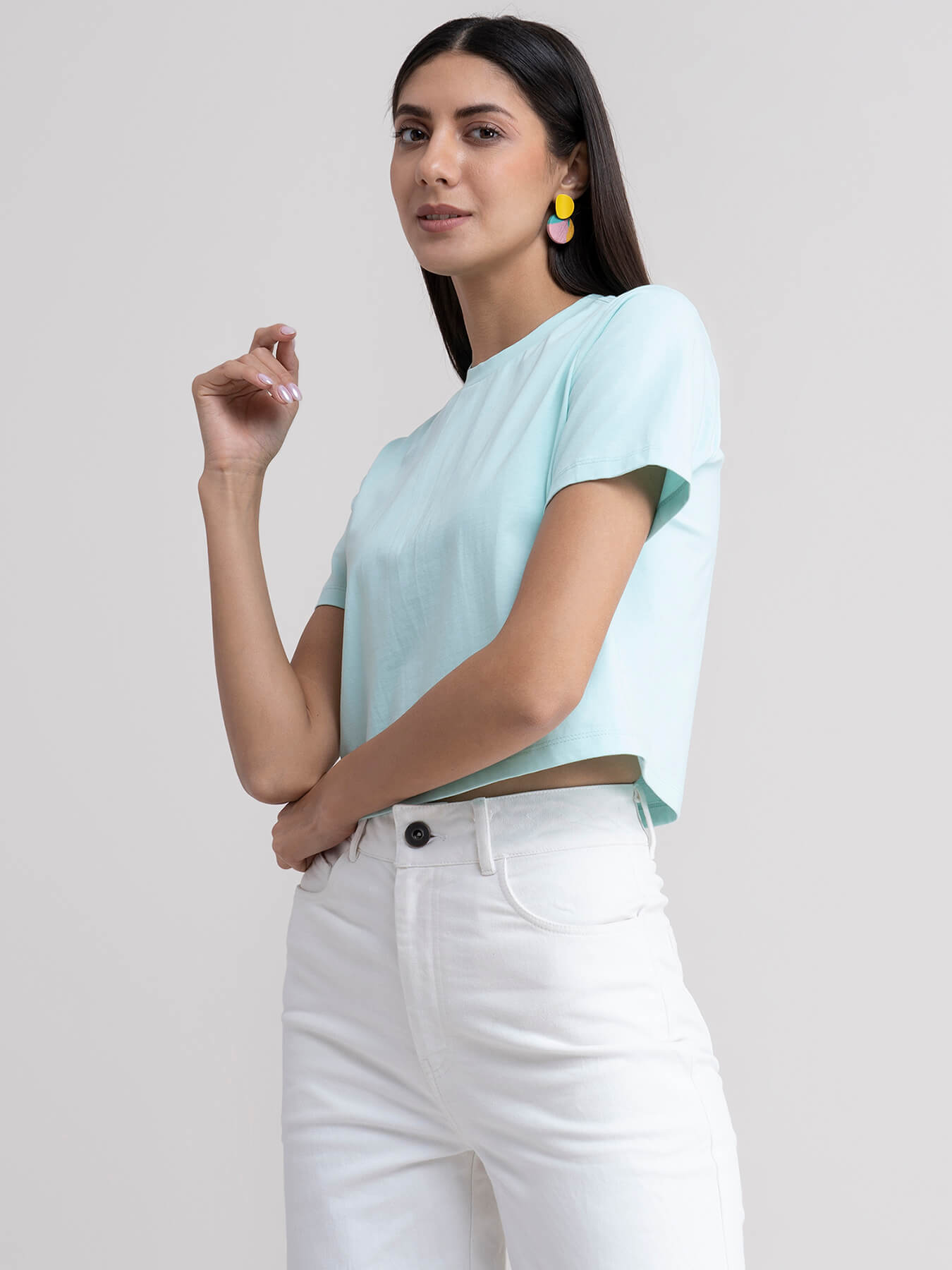 Cotton Crop Tee - Aqua Blue