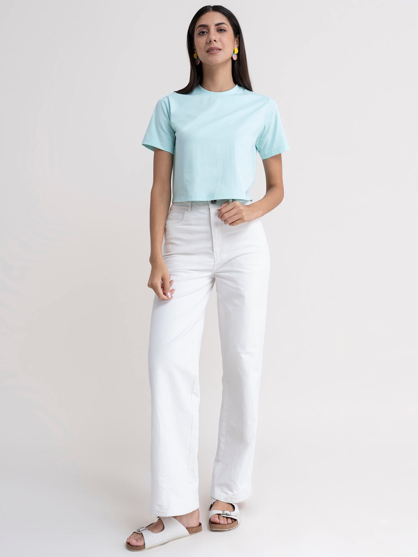 Cotton Crop Tee - Aqua Blue