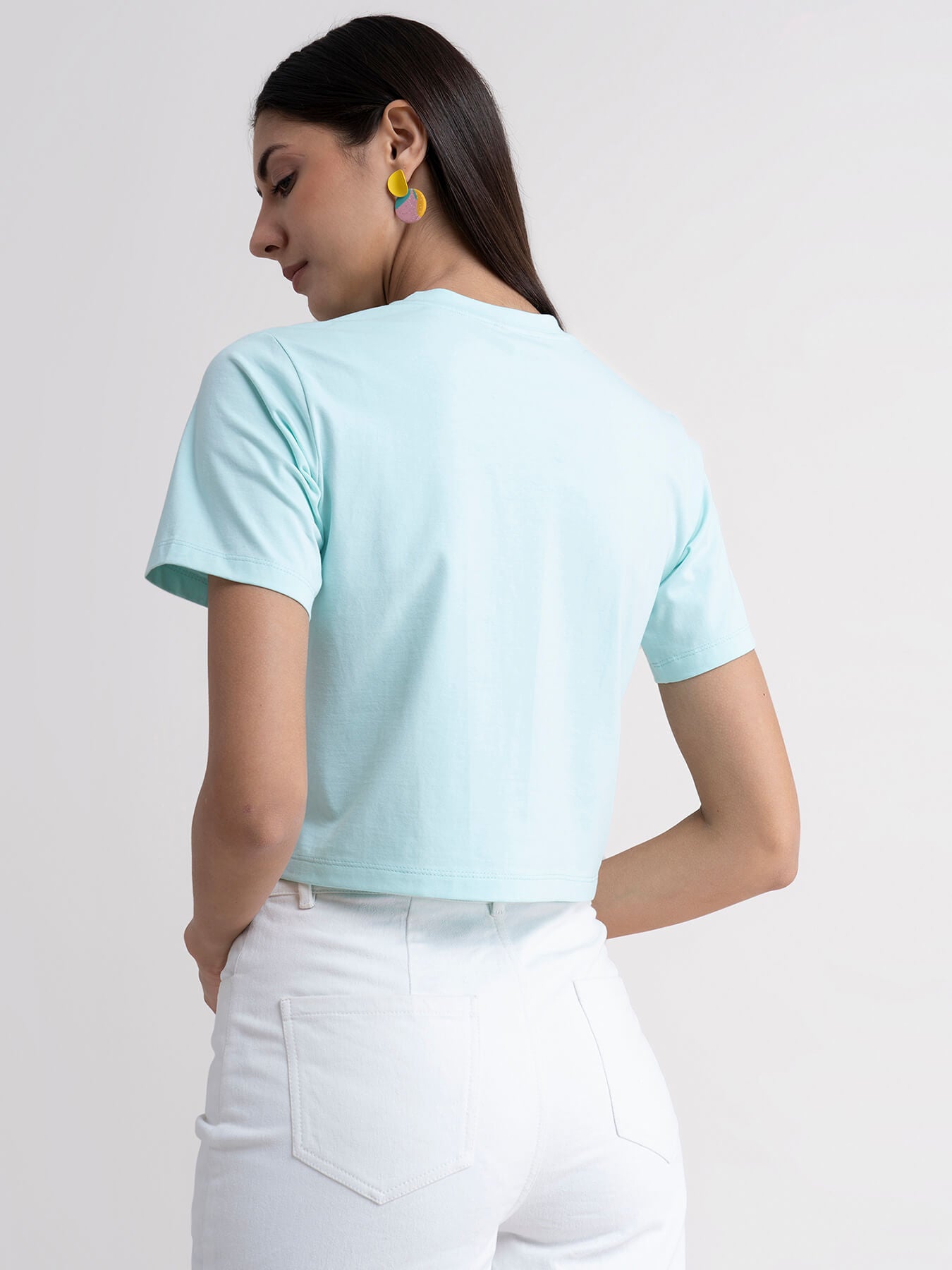 Cotton Crop Tee - Aqua Blue