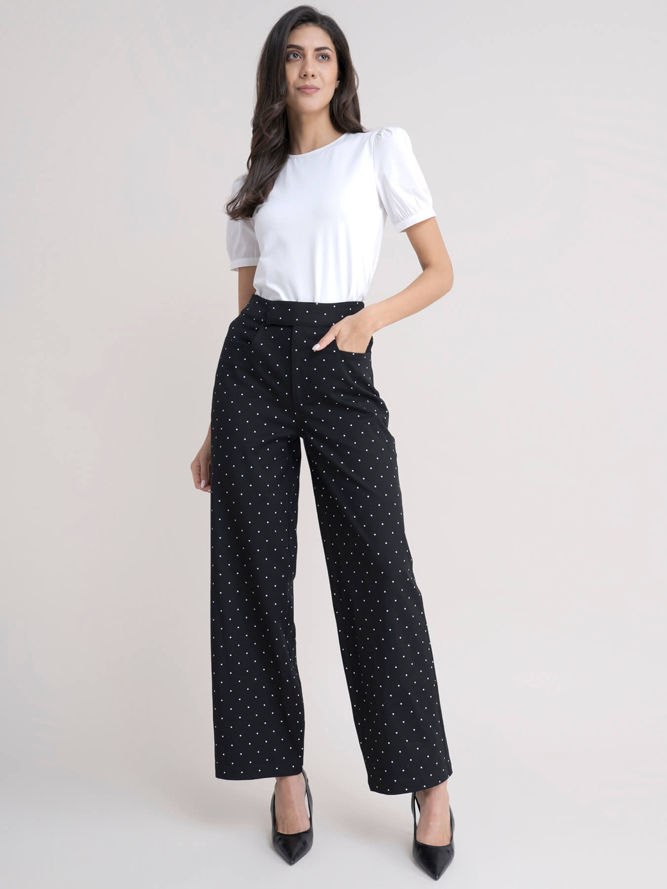 Cotton Puff Sleeves Tee - White