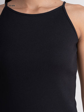 Stretchable Halter Neck LivIn Camisole - Black