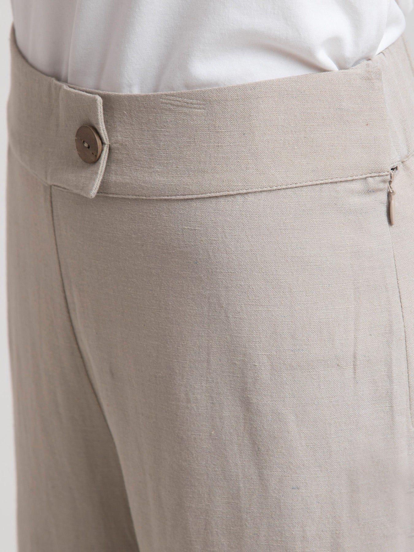 Linen Textured Culotte - Beige| Formal Trousers
