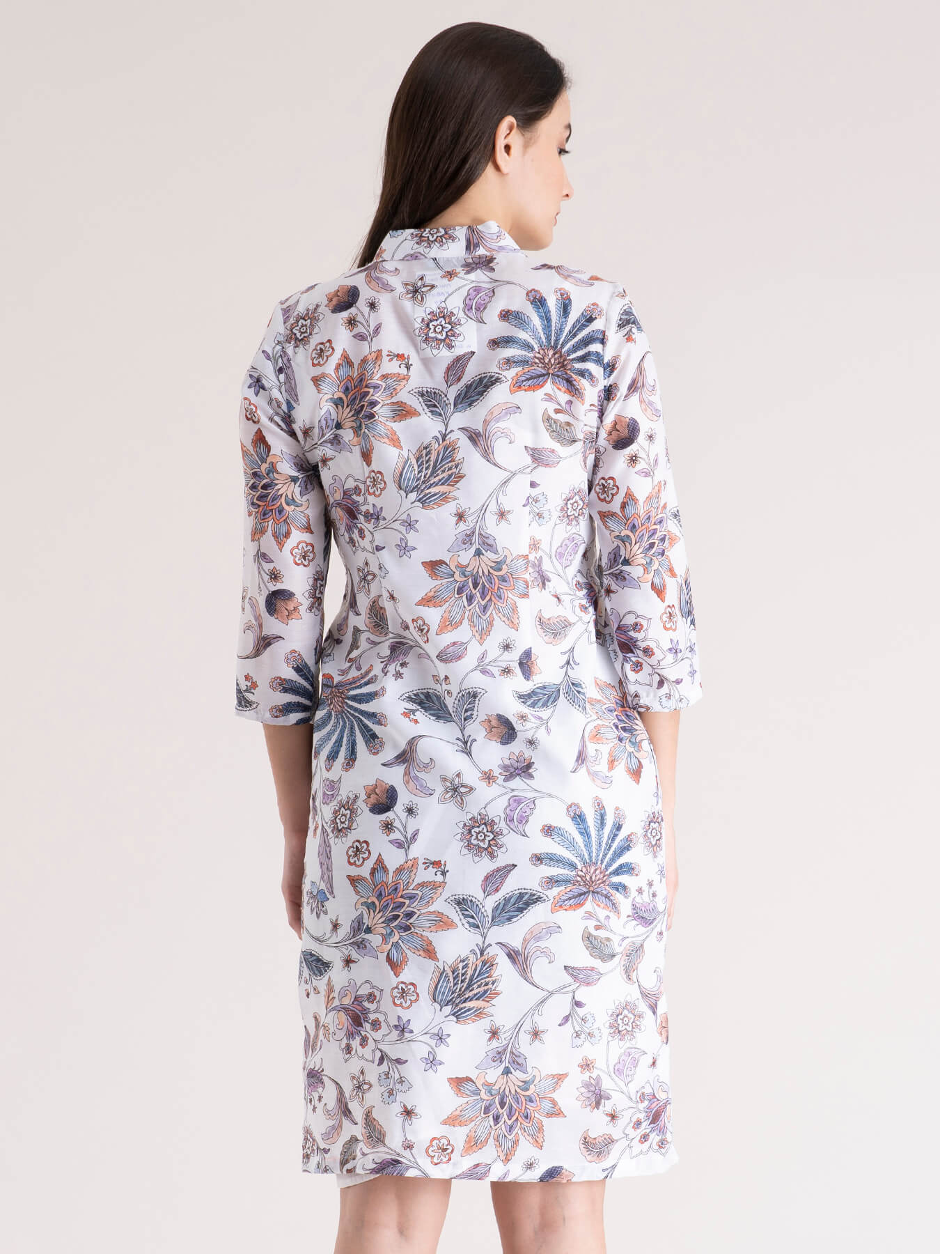 Mandarin Collar Floral Shift Dress