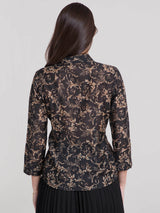 Ornate Mandarin Collar Top- Black & Gold