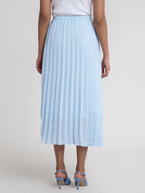 Pleated Flared Midi Skirt - Light Blue