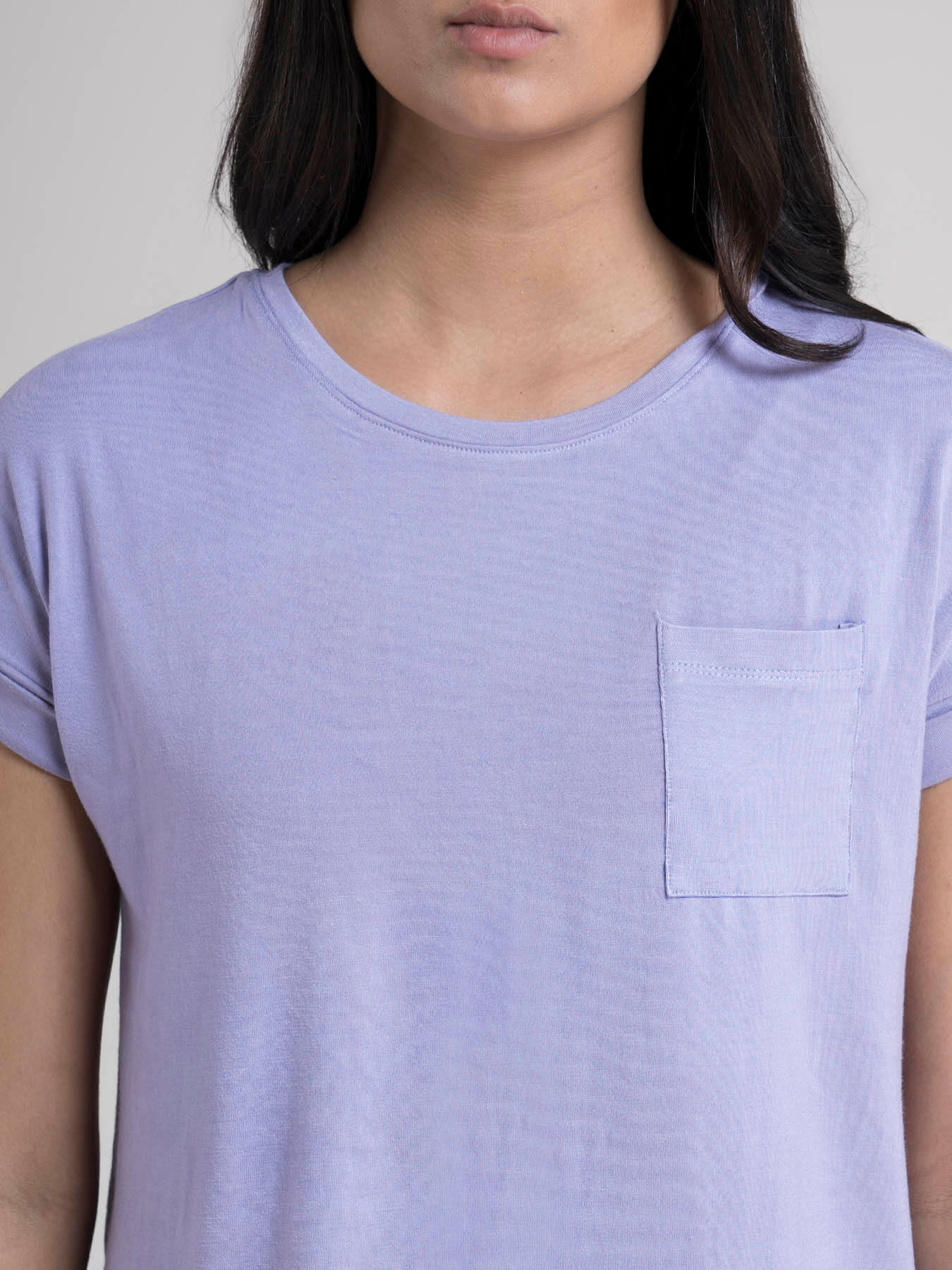 Round Neck Drop Shoulder T-shirt - Lilac