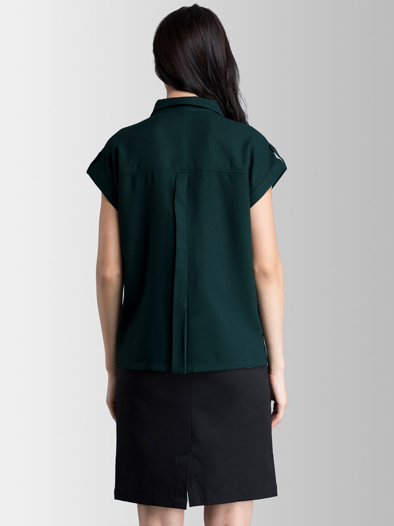 Collared Drop Shoulder Shirt With Colour Block - Green