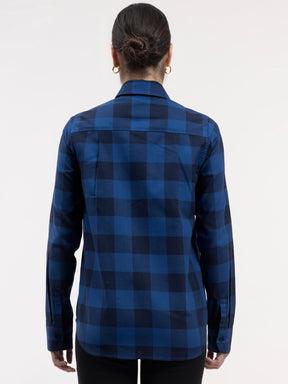Cotton Checkered Shirt - Blue