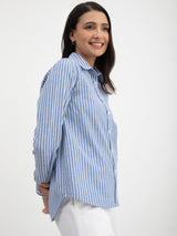 Cotton Striped Shirt - Blue