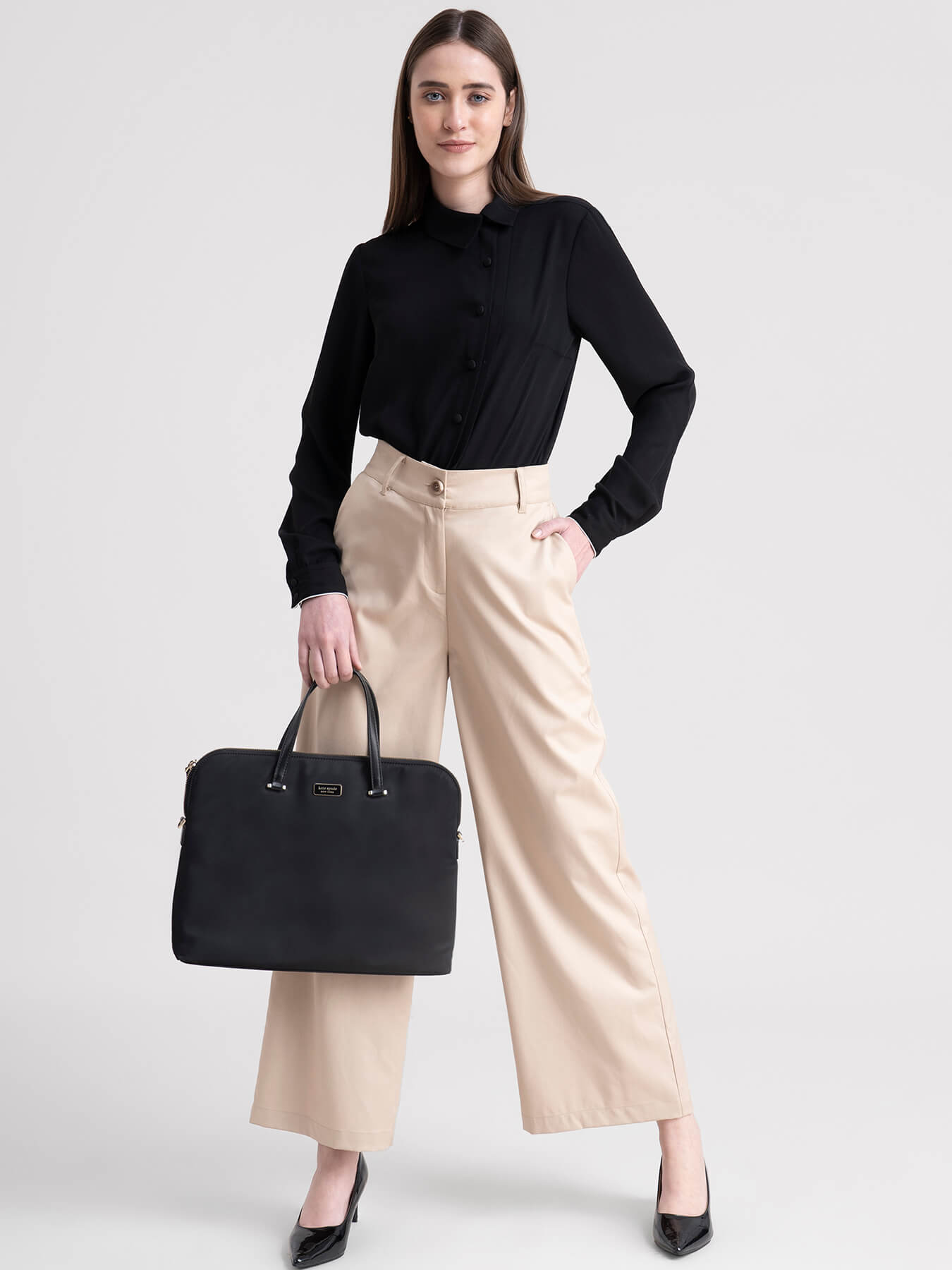 Pleat Detail Button Down Collar Shirt - Black| Formal Shirts