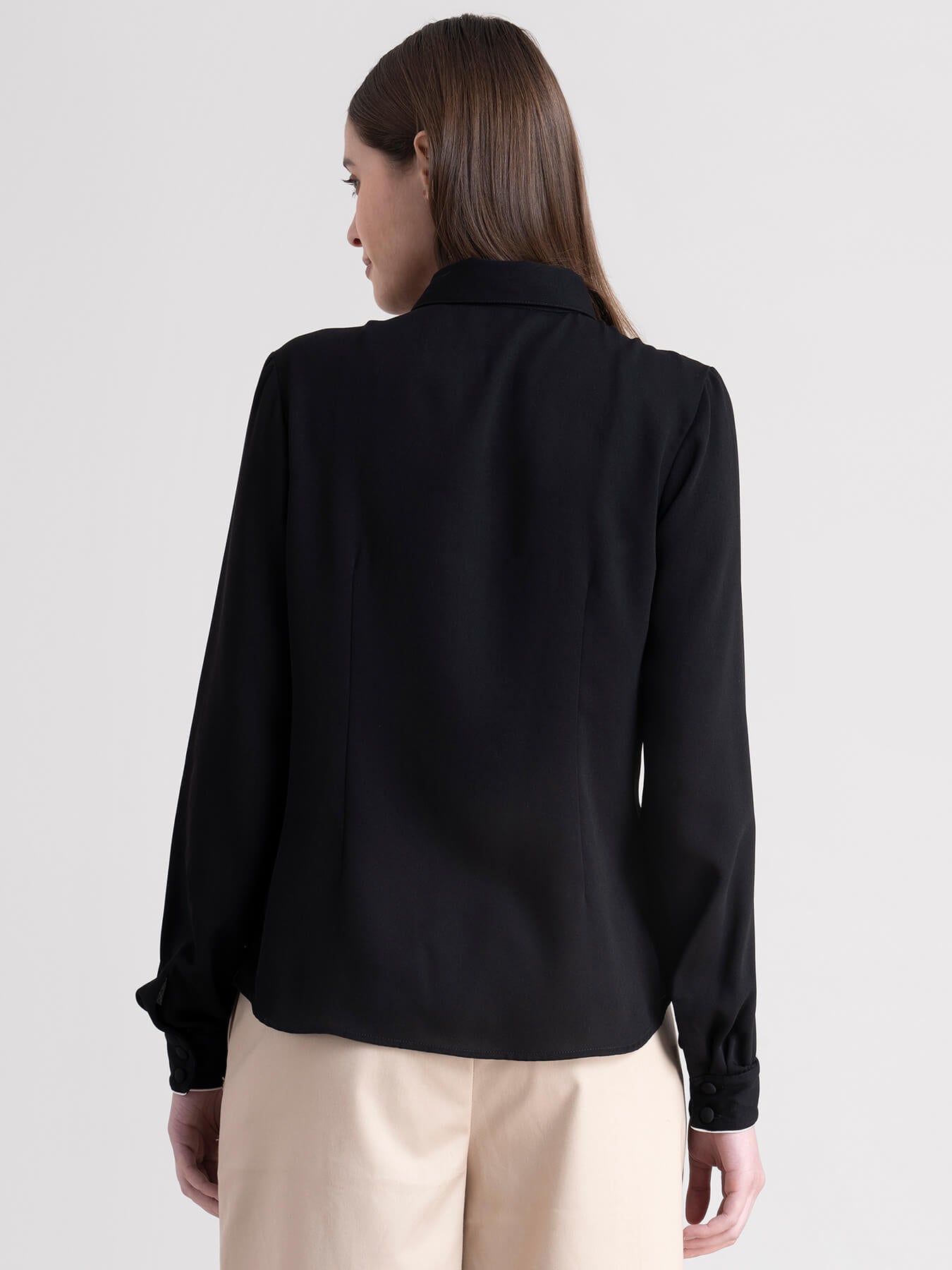 Pleat Detail Button Down Collar Shirt - Black| Formal Shirts