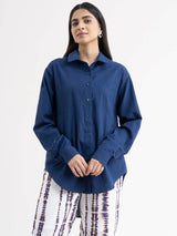 Linen Boyfriend Shirt - Blue| Formal Shirts