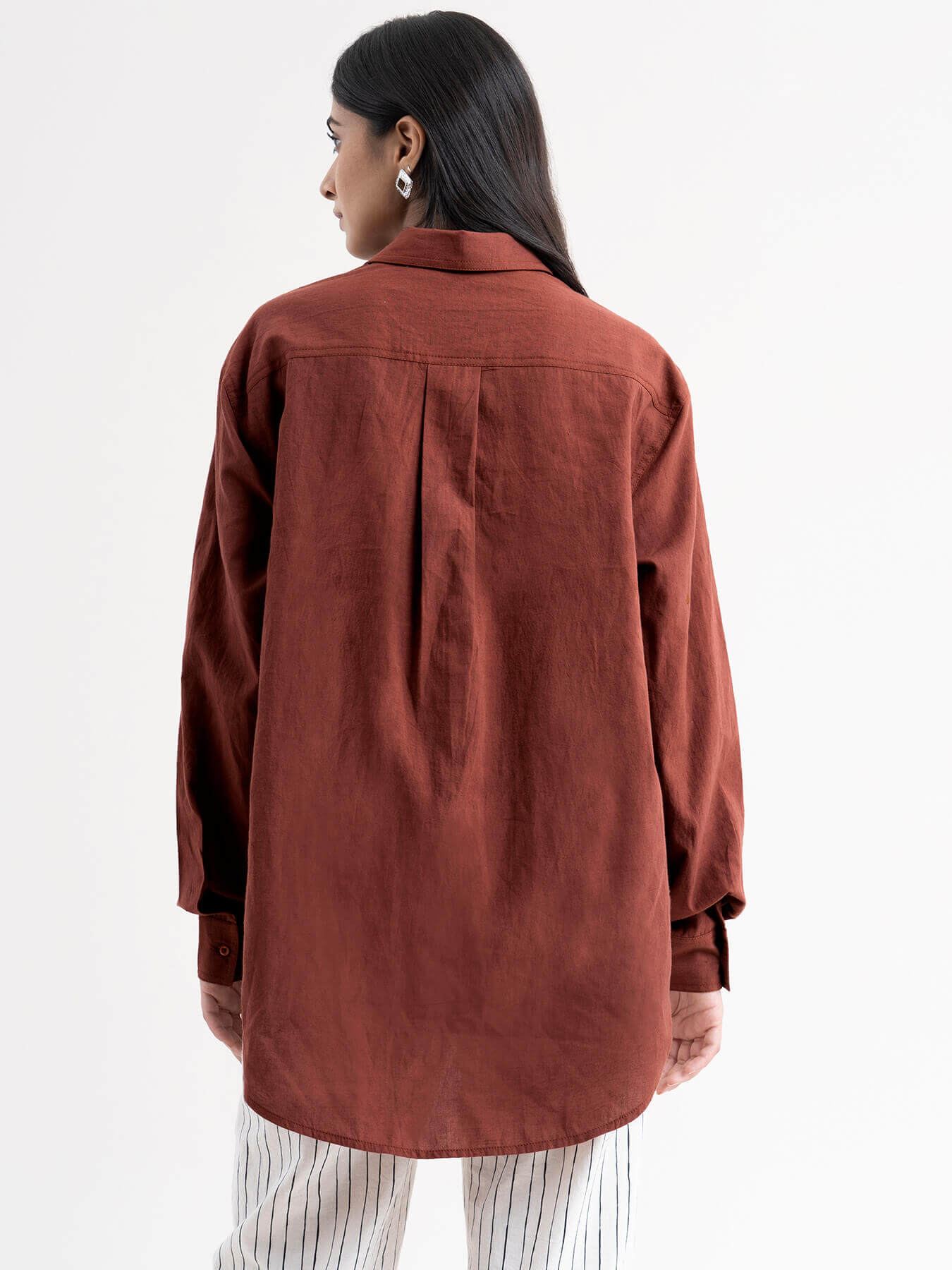 Linen Boyfriend Shirt - Brown| Formal Shirts