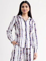 Shibori Print Shirt - White And Blue