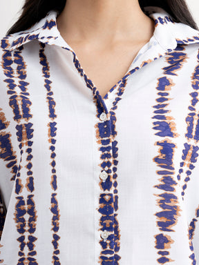 Shibori Print Shirt - White And Blue