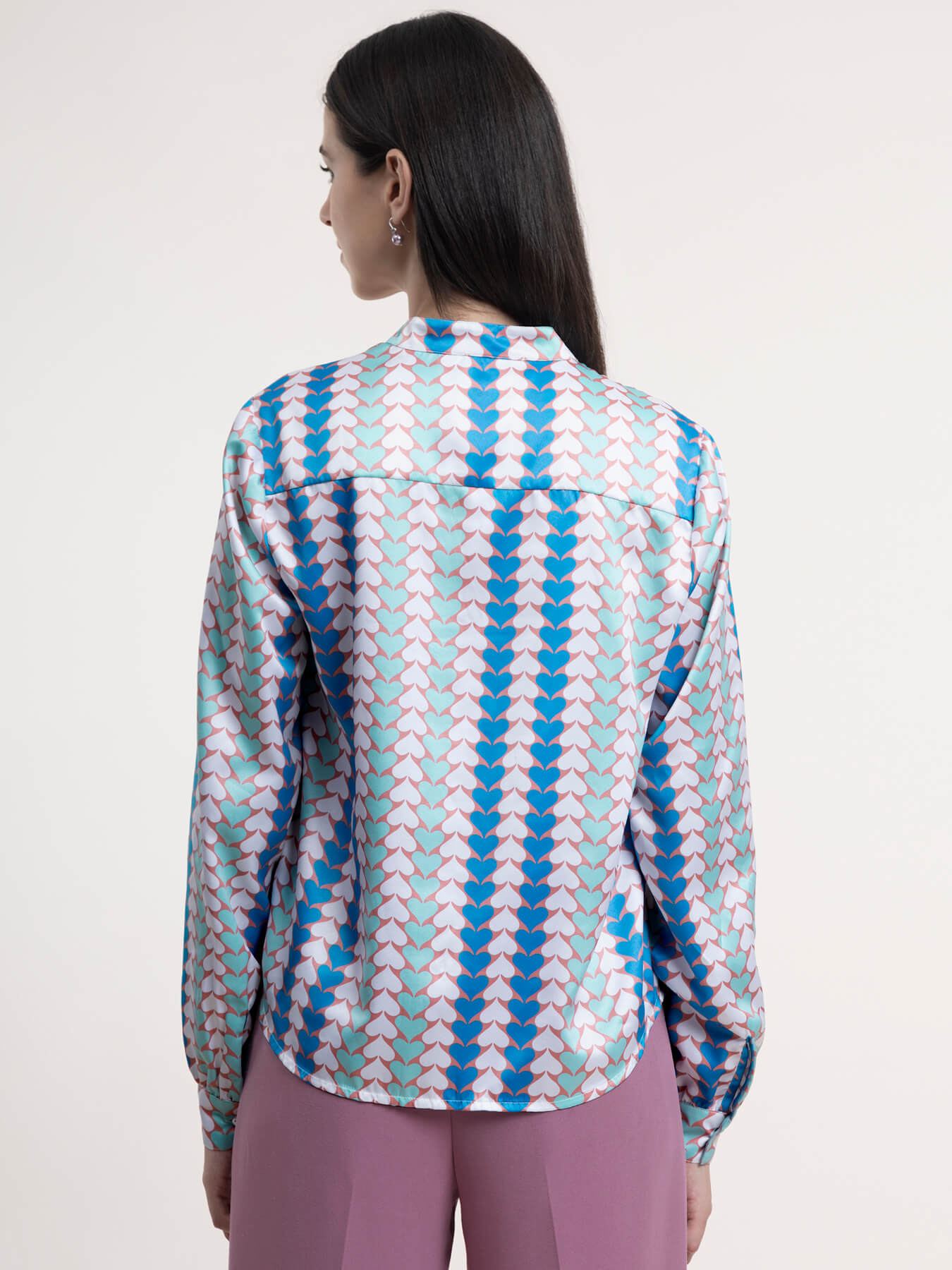 Satin Button Down Shirt - Multicolor