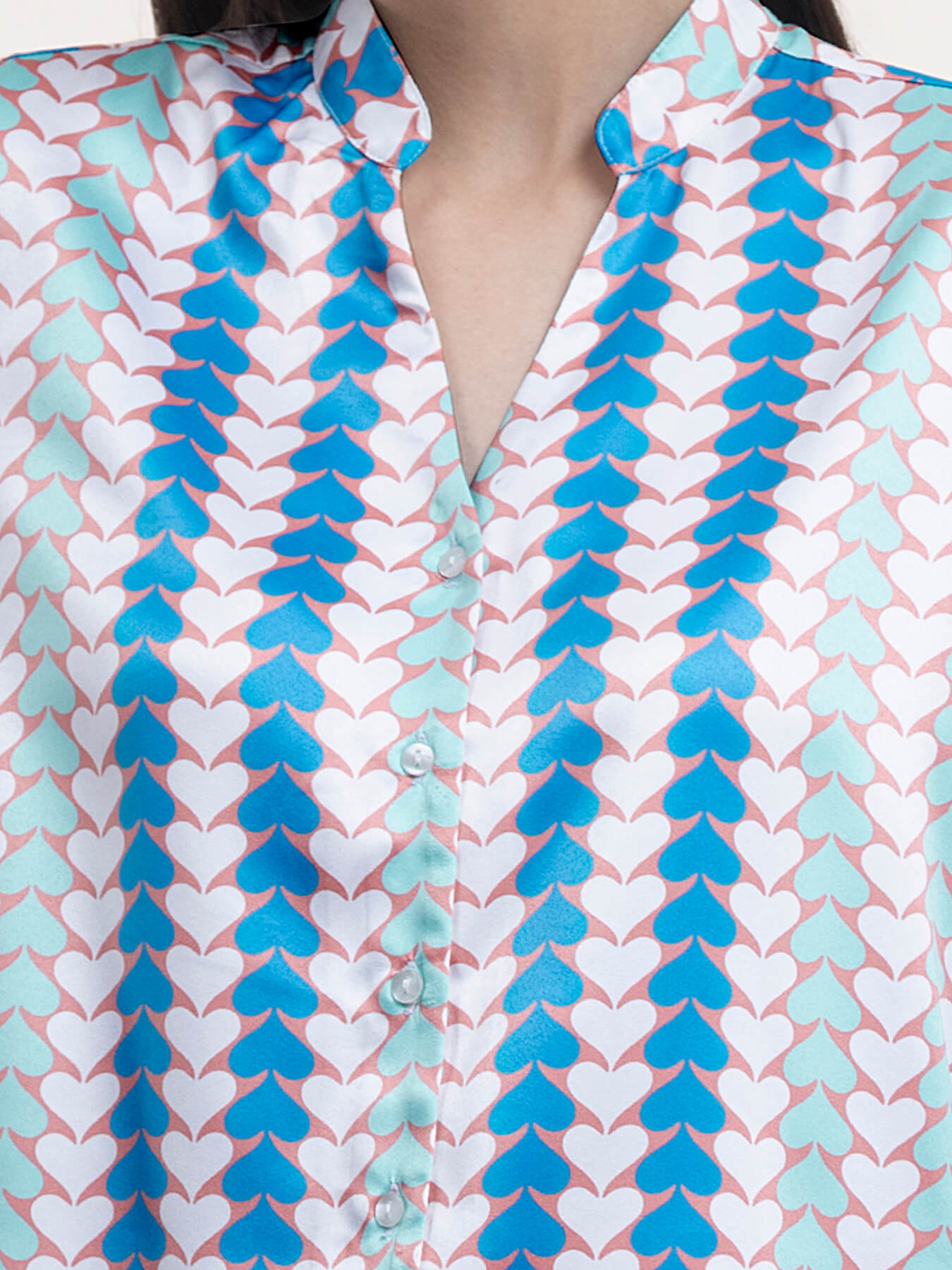 Satin Button Down Shirt - Multicolor