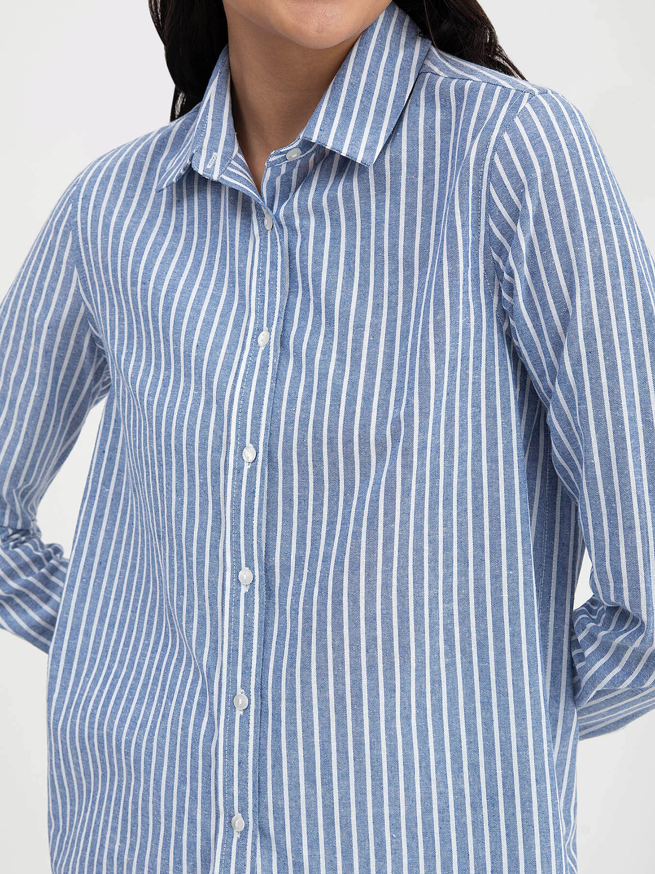 Cotton Striped Shirt - Blue