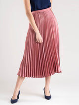 Accordion Pleated Satin Skirt - Dusty Pink