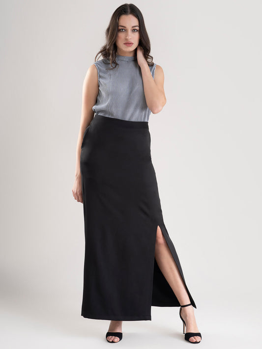 Straight Ankle Length Skirt - Black