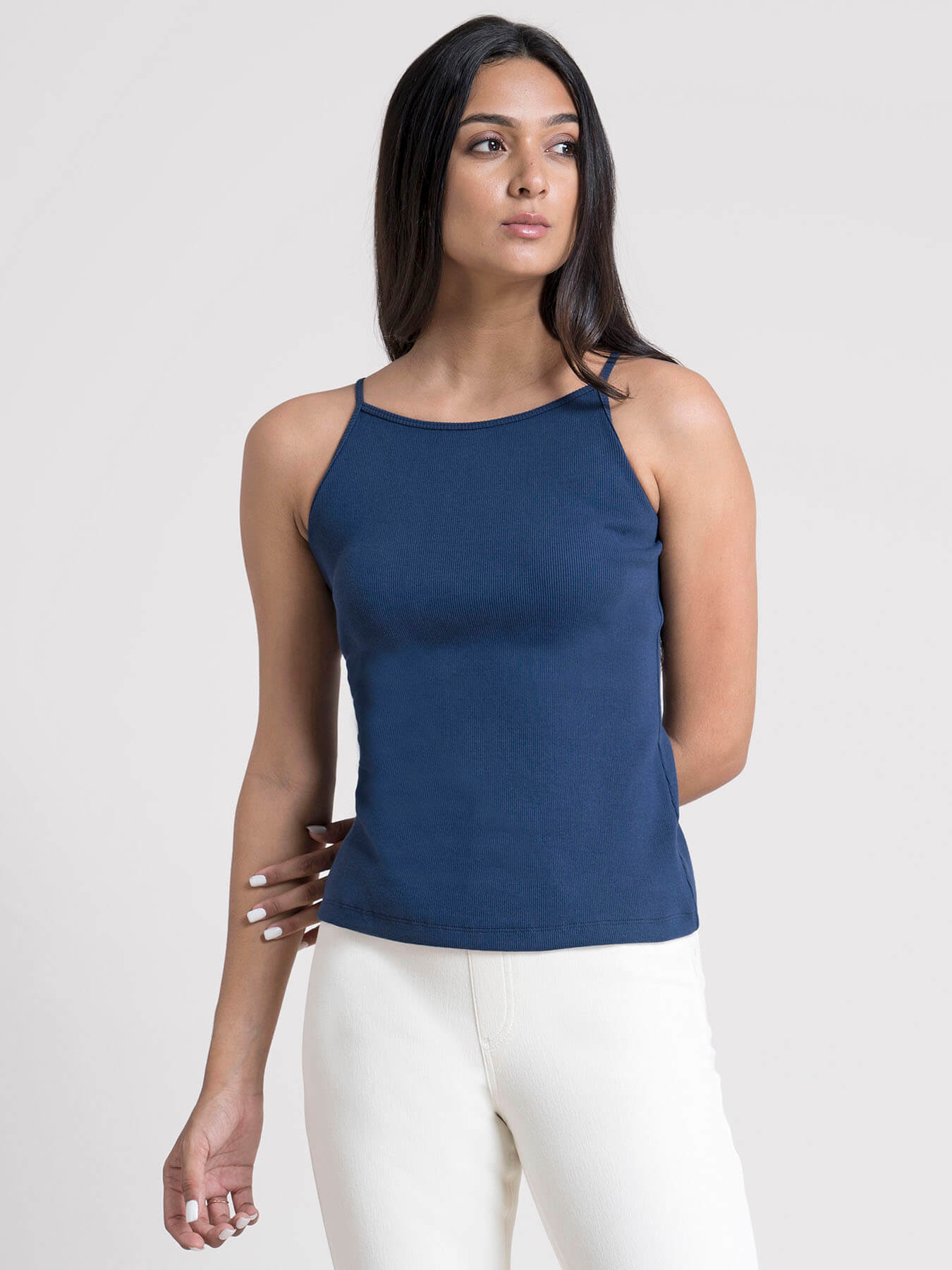 Stretchable Halter Neck LivIn Camisole - Blue