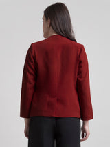 Stylish Jacket With Hook Closure - Dark Red| Formal Jackets