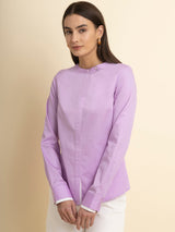 Cotton Layered Cuff Top - Lavender