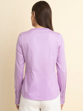 Cotton Layered Cuff Top - Lavender