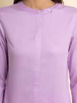 Cotton Layered Cuff Top - Lavender