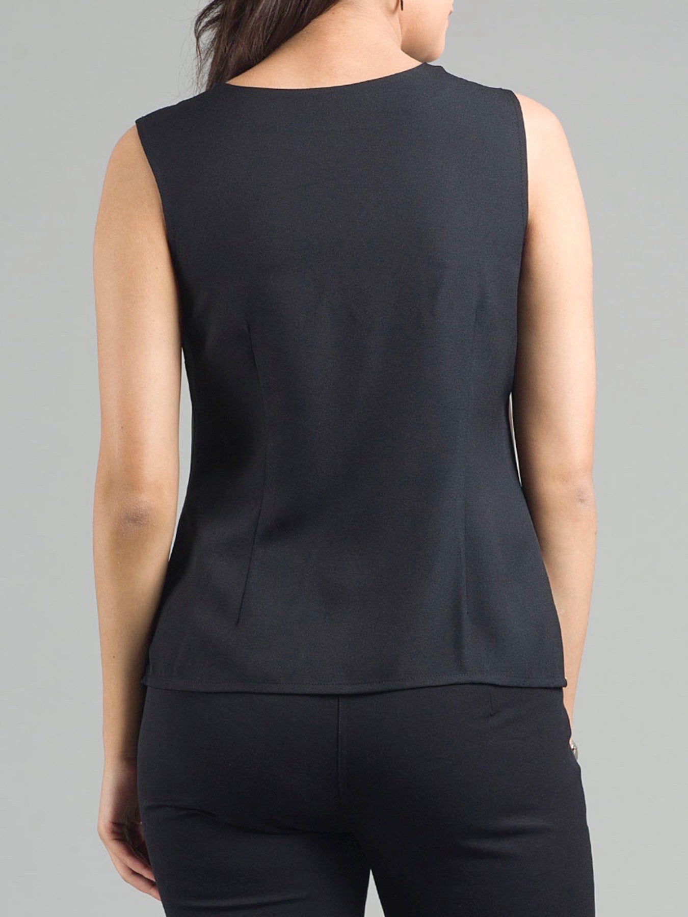 Asymmetric Hem Tri-Colour Colour Block Top - White, Black & Grey