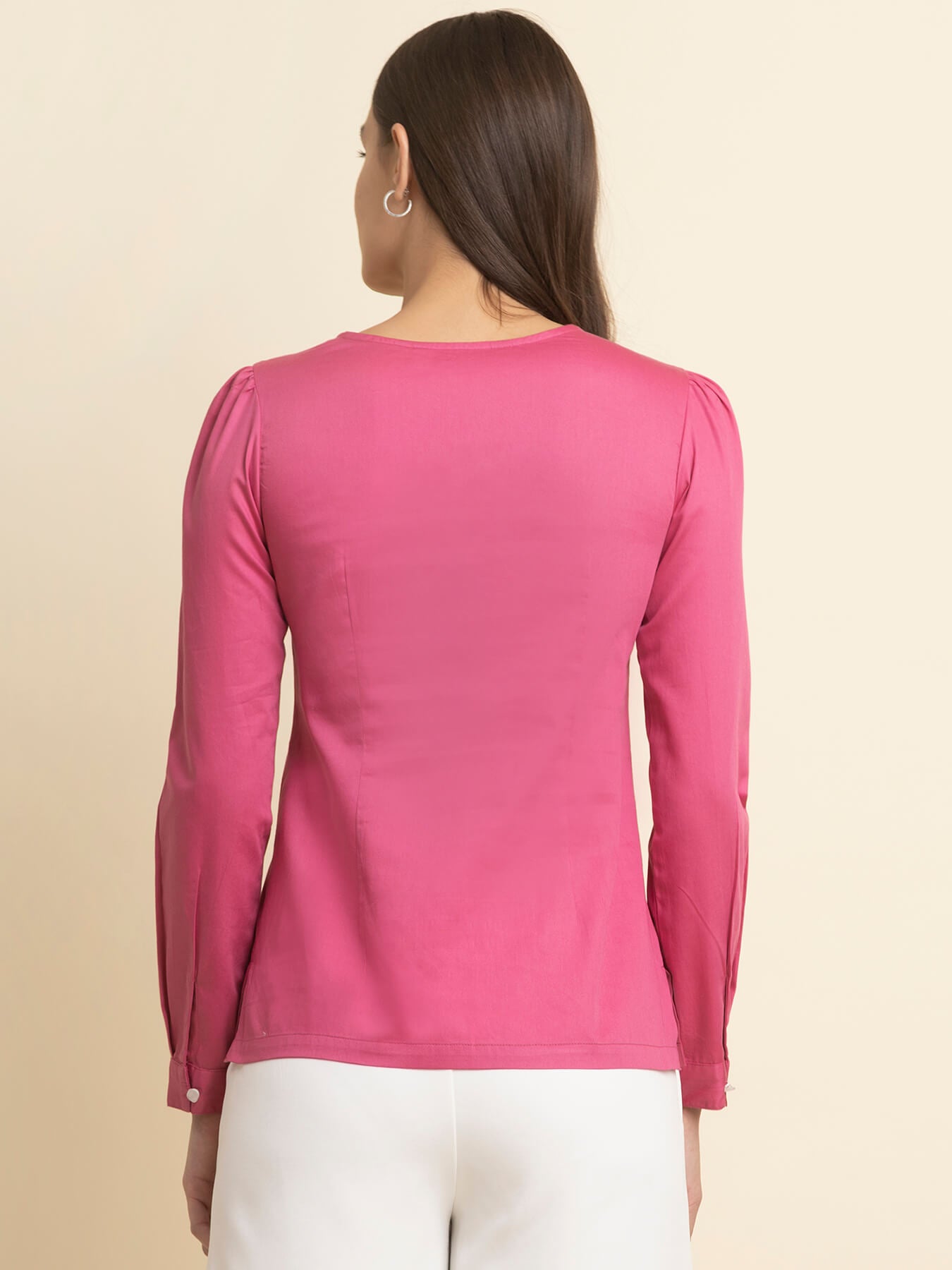 Cotton Pleat Detail Top - Pink